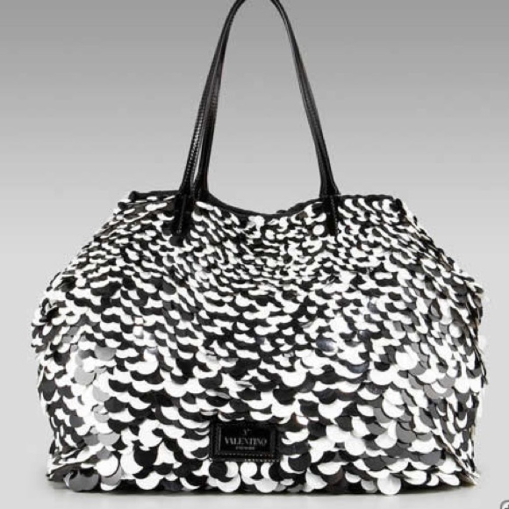 VALENTINO Ricamo Macro Paillettes Tote Hobo Bag